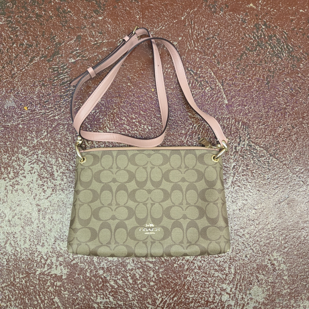 Coach Signature Brown and Pink Crossbody Bag
